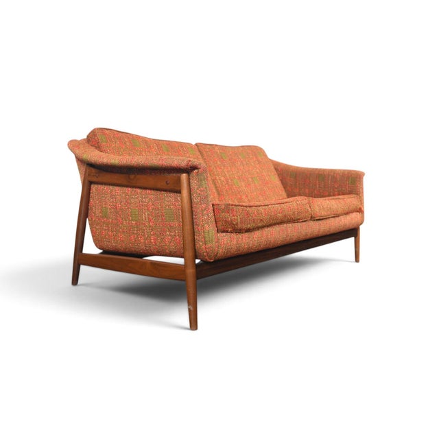 Mid 20th Century Mid 20th Century Folke Ohlsson Walnut Framed Mid Century Loveseat For Sale - Image 5 of 11