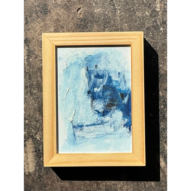 White Vintage Original Abstract Oil Painting on Board For Sale - Image 8 of 11