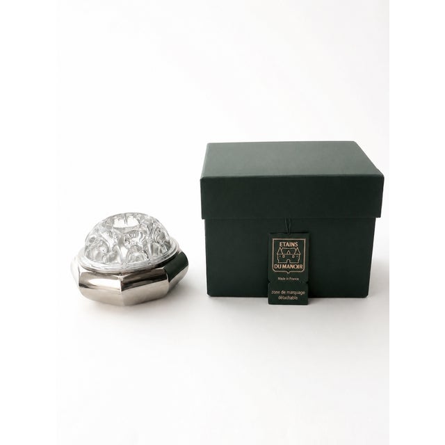 Vintage French Pewter & Glass Flower Frog Vase from Étains du Manoir, 1980s For Sale - Image 3 of 7