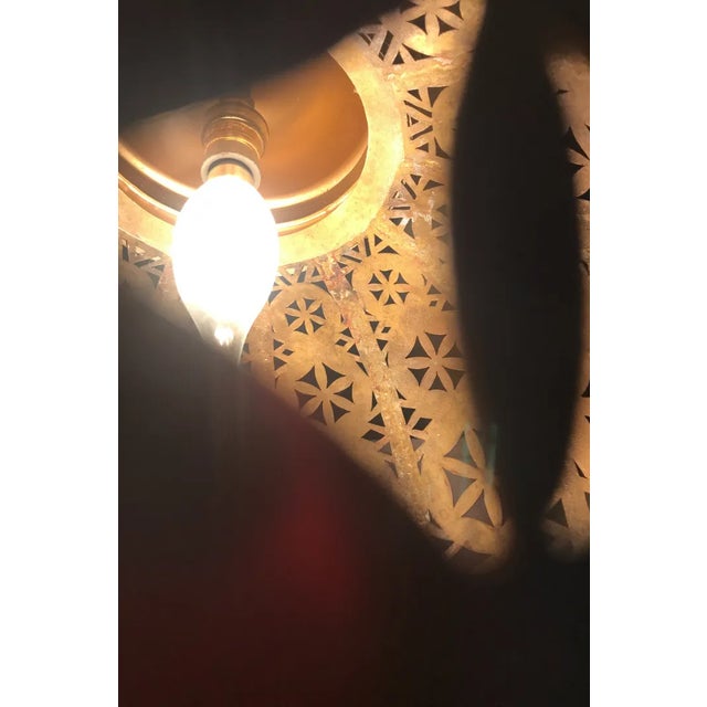 1980s Decorative Moroccan Embossed Brass Floor Lamp For Sale - Image 9 of 10
