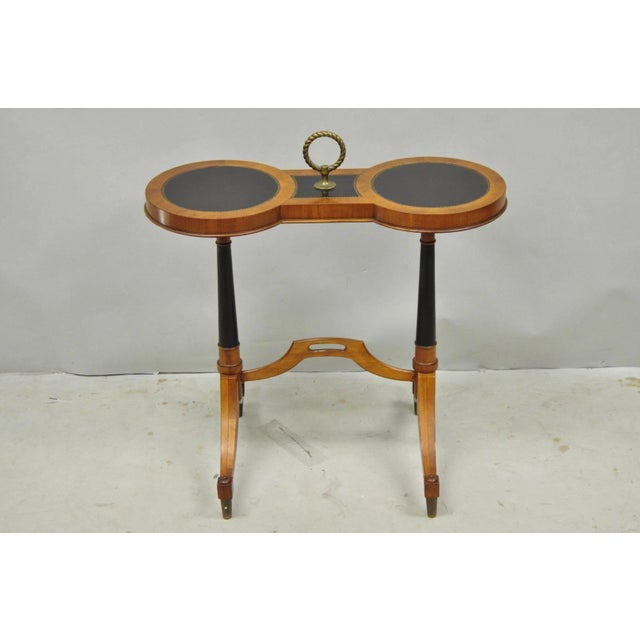 Vintage Weiman Heiroom French Empire Regency Style Black Leather Top Side Table For Sale - Image 17 of 17