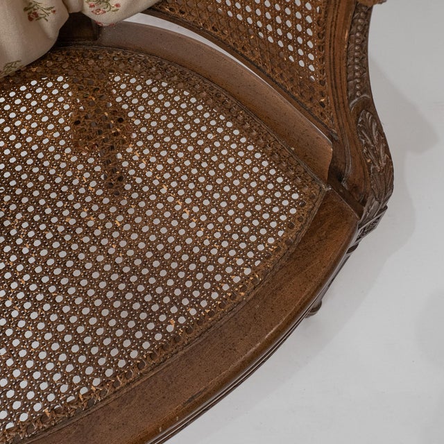 1920s Louis XVI Style Neoclassical Cane Barrel Bergère Chair in Carved Beechwood For Sale - Image 13 of 13