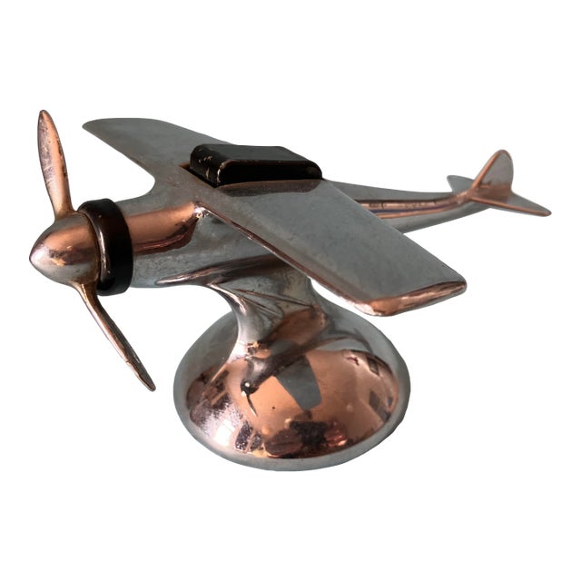 1930-40"s Desk Top Metal Aviation Airplane Cigarette Lighter For Sale