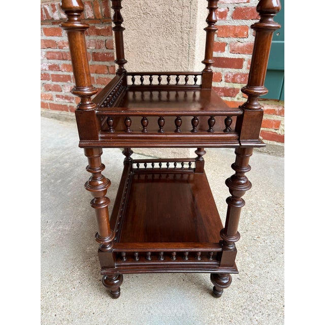 Antique English Display Cabinet Narrow Bookcase Étagère Glass Walnut C1920 For Sale - Image 18 of 18