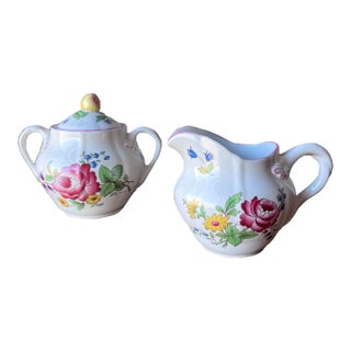 1990s Spode Marlborough Sprays Collection Serveware Sugar/Creamer For Sale