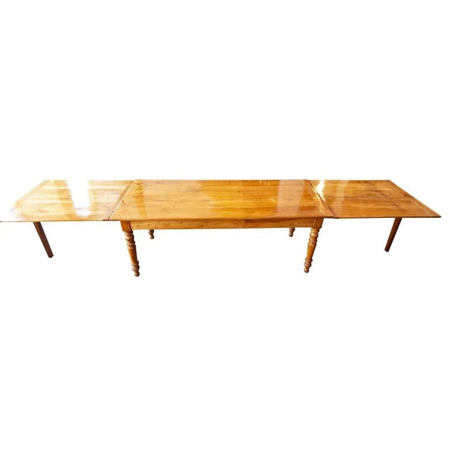 19th Century Biedermeier Country House Cherrywood Extendable Table For Sale - Image 3 of 9