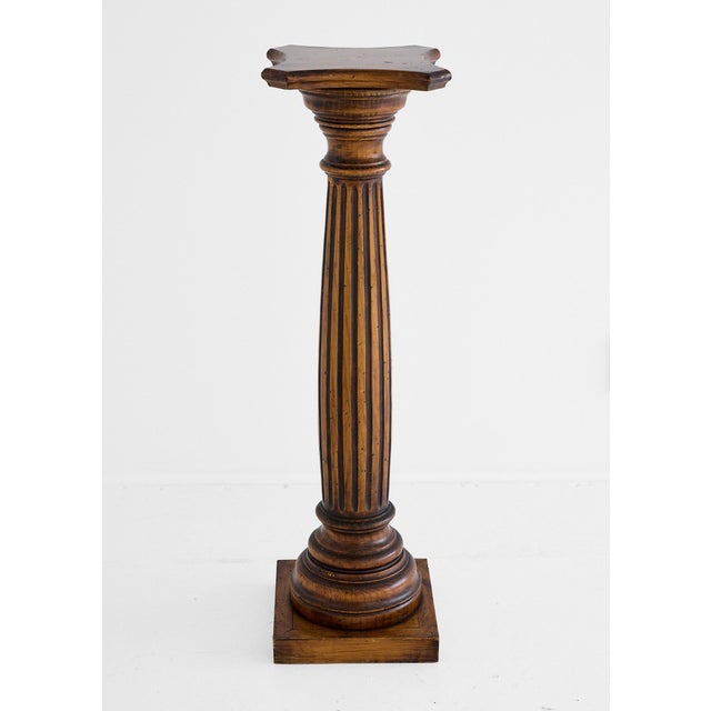 Early 20th Century Walnut Fluted Column Pedestal or Plant Stand, c.1940 For Sale - Image 11 of 16