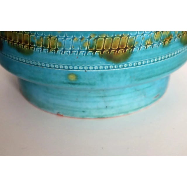 Large Blue Turquoise Flower Pot attributed to Aldo Londi for Bitossi, 1960s For Sale - Image 6 of 12