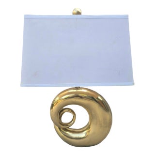 Vintage Solid Brass Swirl Lamp For Sale