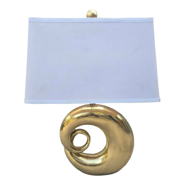 Vintage Solid Brass Swirl Lamp For Sale