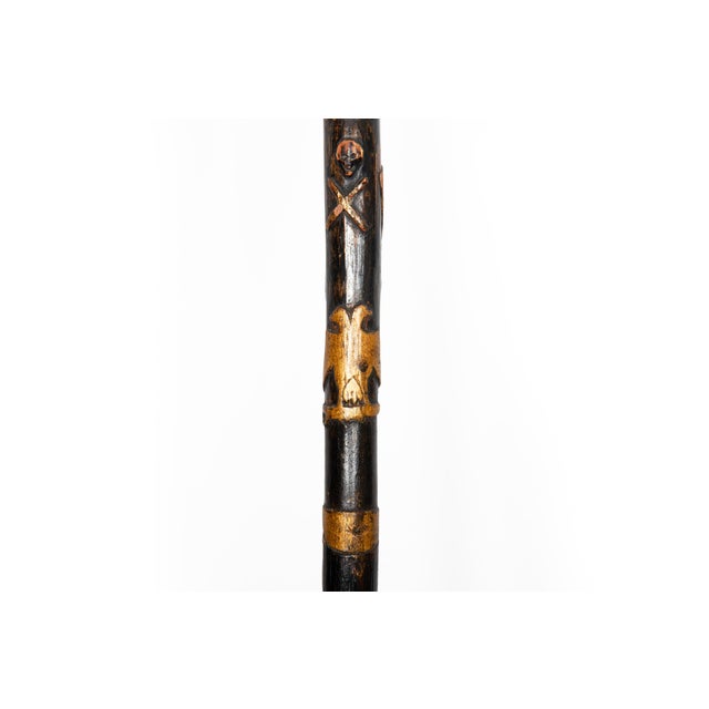 Brown American Carved Folk Art Masonic Walking Stick Cane For Sale - Image 8 of 12