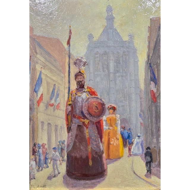 Madaleine Aimé – French Impressionist Fêtes De Gayant Festival in Douai –Oil Painting For Sale - Image 4 of 11