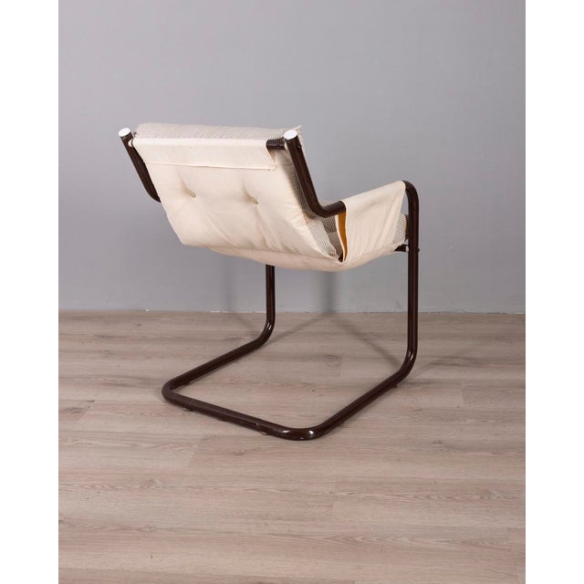 1970s Vintage Scandinavian Metal and Fabric Armchair, 1970s For Sale - Image 5 of 10