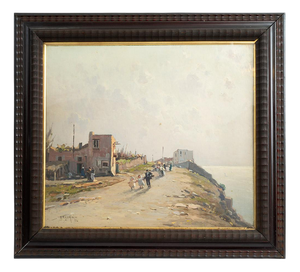 Nicolas De Corsi, A Coastal Strip, Oil Painting on Canvas, Framed