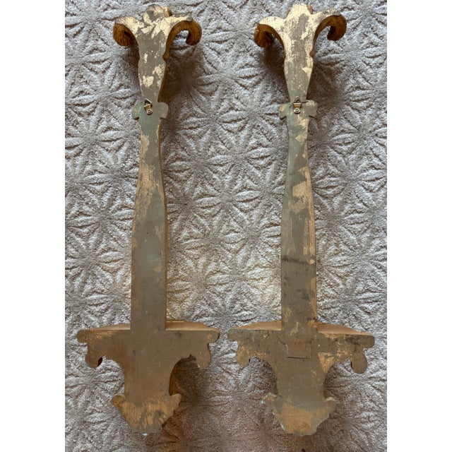 1940s Ornate Pair of Carved Giltwood Wall Shelves For Sale - Image 10 of 10