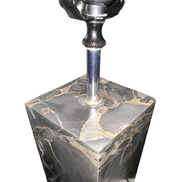 Contemporary Vintage Black Solid Marble Table Lamp, Attributed to Robert Sonneman For Sale - Image 3 of 12