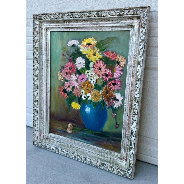 1940s Wpa Suffragist Artist Adele Clark Framed Rare Floral Impressionist Oil Painting For Sale - Image 17 of 18