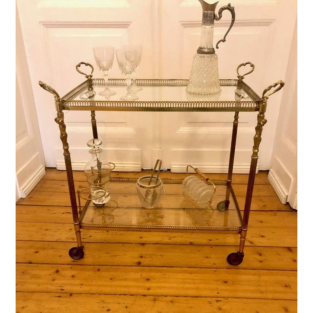 1950s Neoclassical Tea Trolley in Brass with Angel Figurines, 1950s For Sale - Image 5 of 15