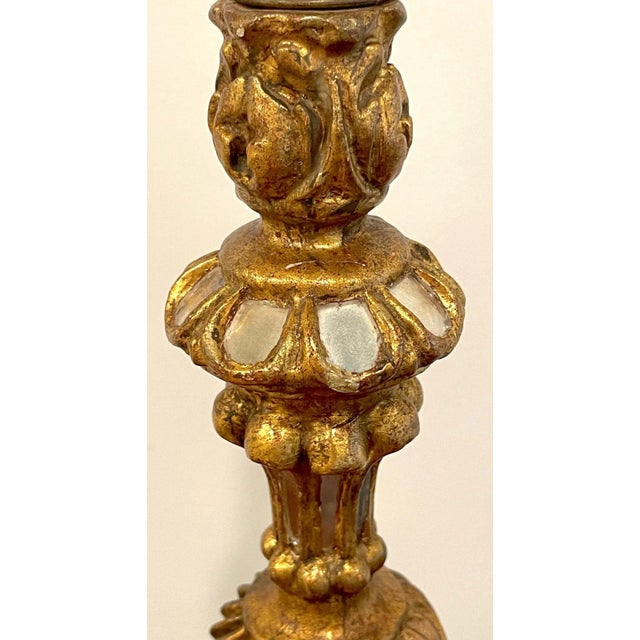 1960s Spanish Colonial Giltwood & Mirror Candlestick, Now as a Lamp For Sale In Atlanta - Image 6 of 13