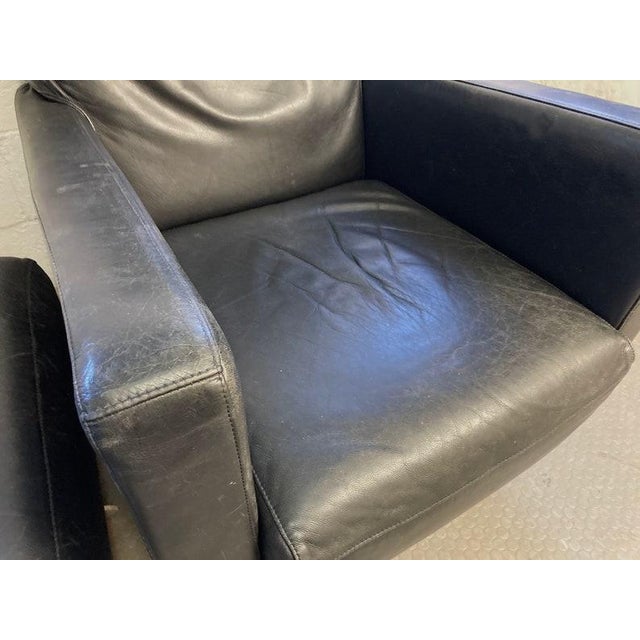 Vintage Mid Century Italian Leather Black Lounge Chair With Ottoman For Sale - Image 9 of 10