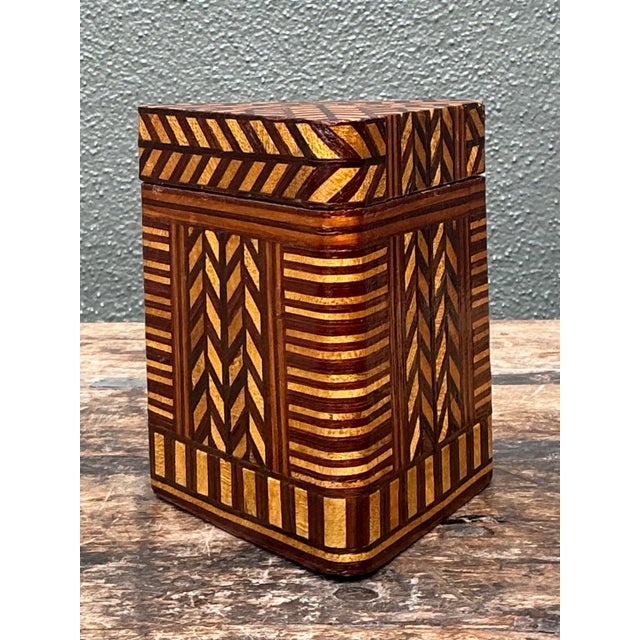 Vintage Geometric Inlaid Wood Box For Sale - Image 10 of 12