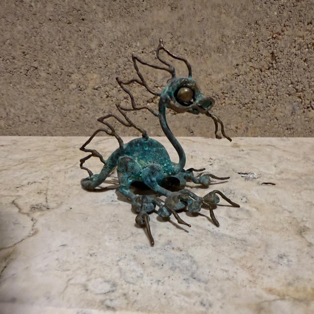 Patinated Sculpture Art Bronze Dragon For Sale - Image 4 of 8
