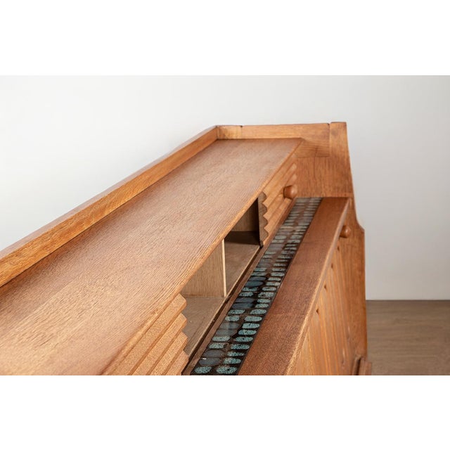 Wood Large Sideboard in Oak and Danikowski Ceramics by Guillerme et Chambron for Votre Maison, 1960s For Sale - Image 7 of 18