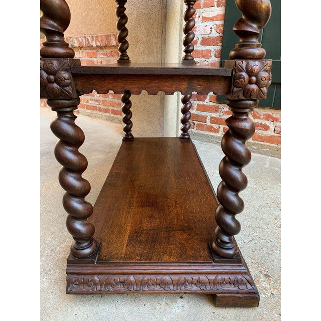 Antique French Hunt Server Sideboard Barley Twist Carved Oak Renaissance Shelf C1880 For Sale - Image 9 of 13