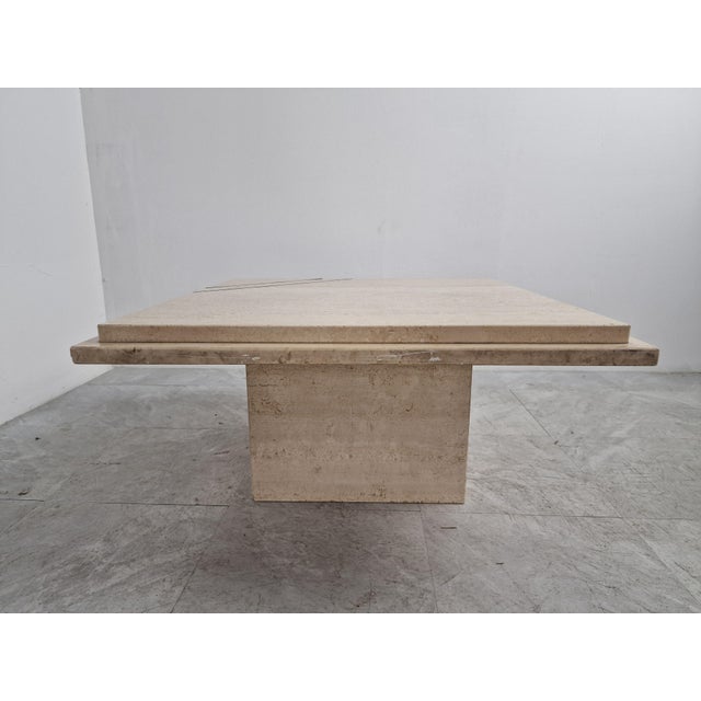 Metal Vintage Travertine Coffee Table, 1970s For Sale - Image 7 of 10