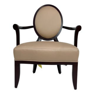 Barbara Barry for Baker Medallion Back Upholstered Armchair For Sale