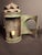 Antique Tin Bullseye Candle Lantern Crimped Top Green Painted Belt Lamp For Sale - Image 15 of 18