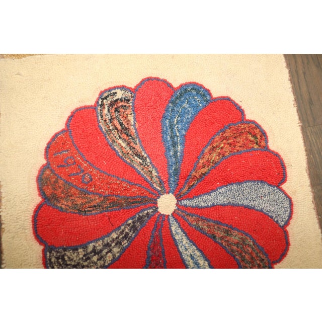 American Hooked Small Mini Rug Dated 1970 rug no. j5173 For Sale - Image 4 of 6