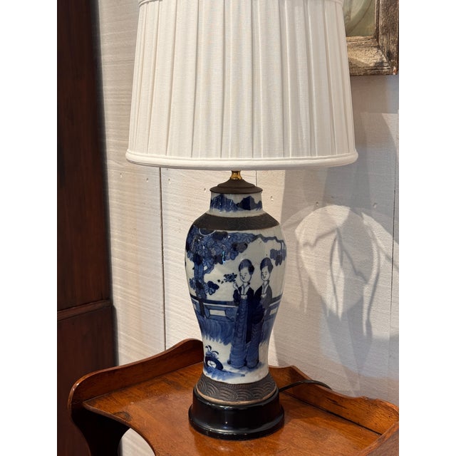 1950s 1950s Blue and White Chinese Porcelain Lamp For Sale - Image 5 of 11