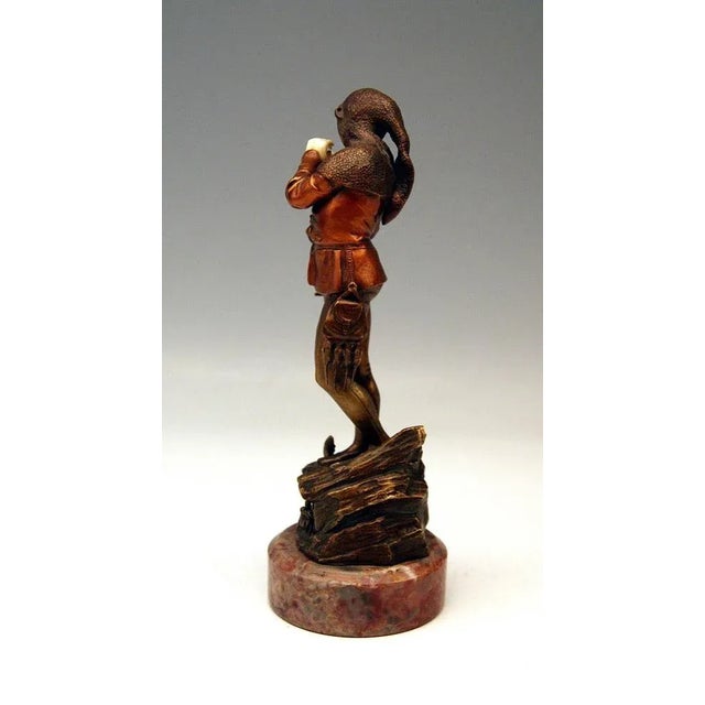French Pied Piper of Hamelin Figurine in Bronze attributed to Eugène Barillot, 1890s For Sale - Image 4 of 11