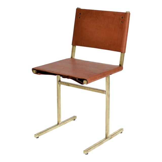 Classic Brown and Brass Memento Chair by Jesse Sanderson For Sale - Image 6 of 6