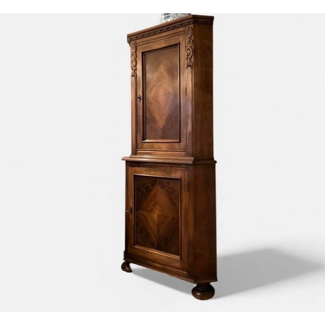 Mid-Century Architectural Oak Corner Cabinet, Denmark, 1950s For Sale - Image 9 of 9