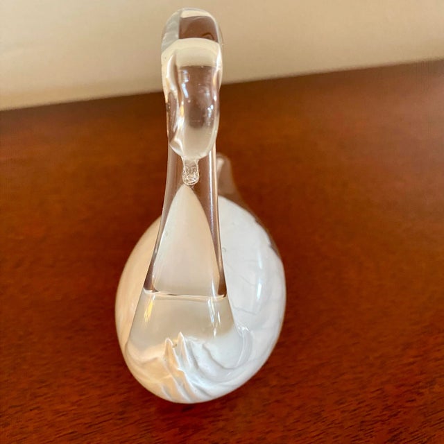 Vintage Glass Swan Figurine Paperweight Fm Konstglas Signed Ronneby Sweden For Sale - Image 4 of 6