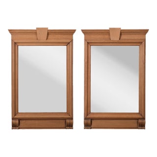 French Neoclassical Style Limed Oak Trumeau Mirrors, 19th Century - a Pair For Sale