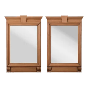 French Neoclassical Style Limed Oak Trumeau Mirrors, 19th Century - a Pair