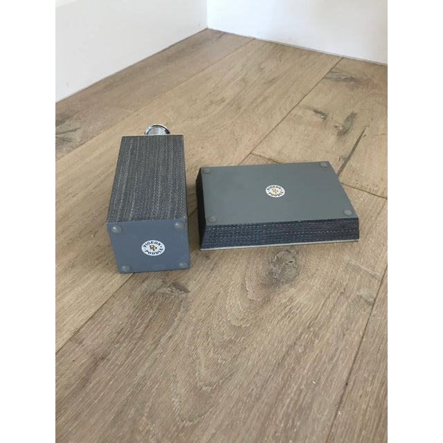 Transitional Maranello Steel Blue/White Soap Dish and Soap Pump - 2 Pieces For Sale - Image 3 of 5