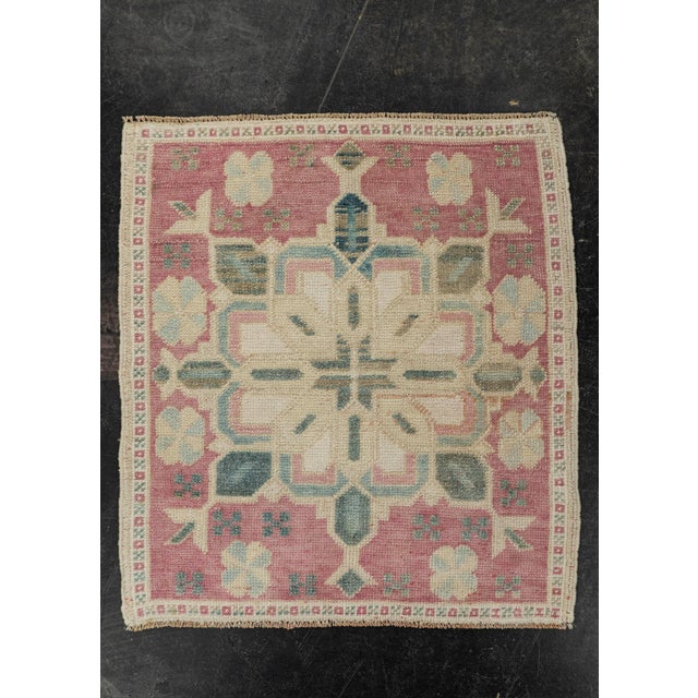 Pink Turkish Mini Rug Oriental Hand Knotted Vintage Rug 2'2" x 2'4" #21193 For Sale - Image 8 of 8