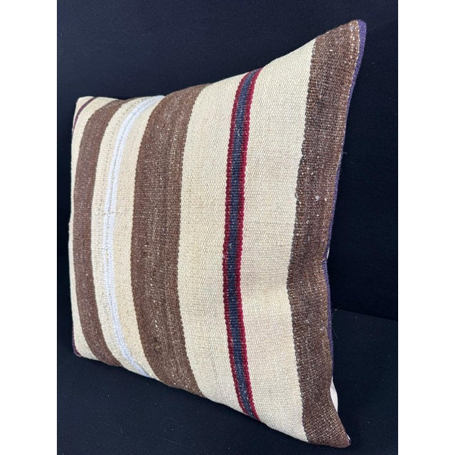 Turkish Hemp Pillow Cushion Natural Beige Brown Pillow Cushion Cover 24x24 For Sale - Image 4 of 4