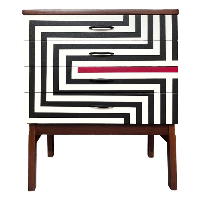 Polish Chest of Drawers with Op Art Motif, 1970s For Sale