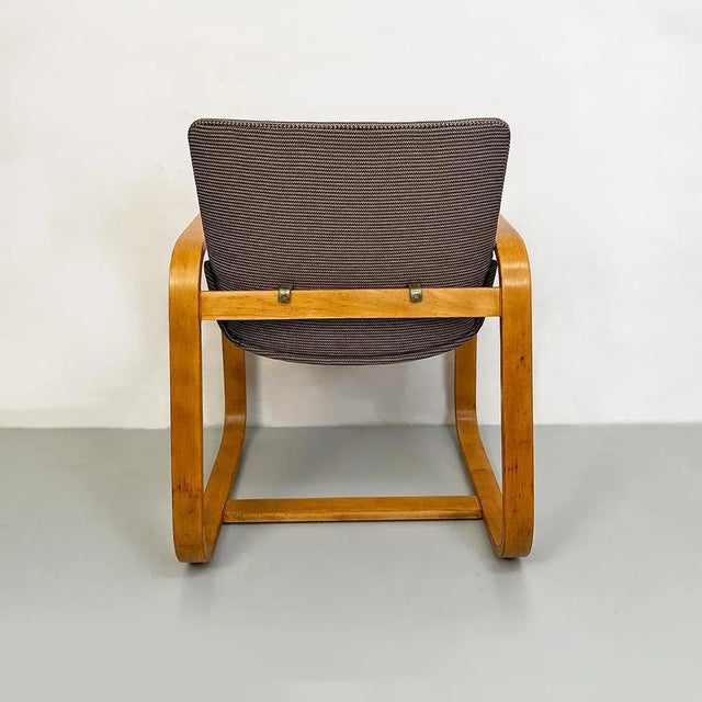 Mid-Century Modern Italian Solid Wood and Grey Fabric Armchair, 1960s For Sale - Image 6 of 14