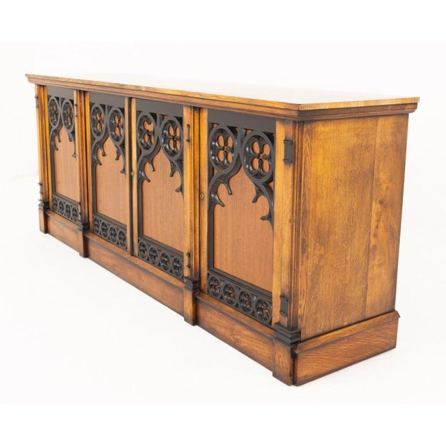 English Gothic Sideboard in Oak, 1850s For Sale - Image 4 of 6