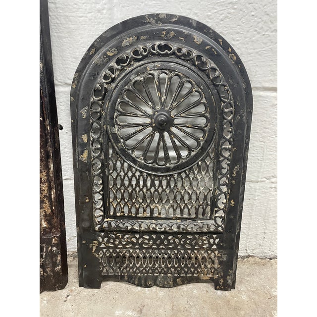 Art Nouveau Late 19th Century 21" W X 26.5"h Decorative Burnished Cast Iron Fireplace Surround and Insert For Sale - Image 3 of 8
