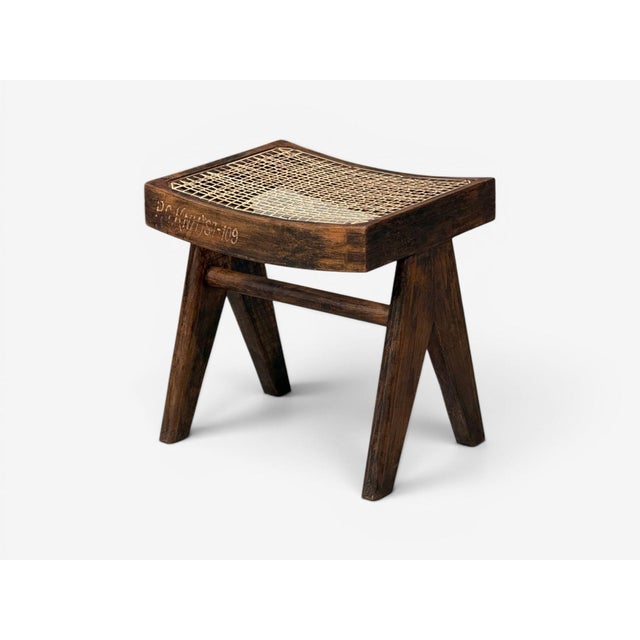 Pierre Jeanneret, Low Cane Stools, Teak, Cane, Chandigarh, India, 1960s For Sale - Image 9 of 13