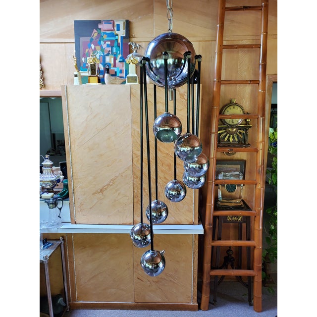 Mid Century Modern Sonneman Style Helmet Chandelier For Sale - Image 9 of 9