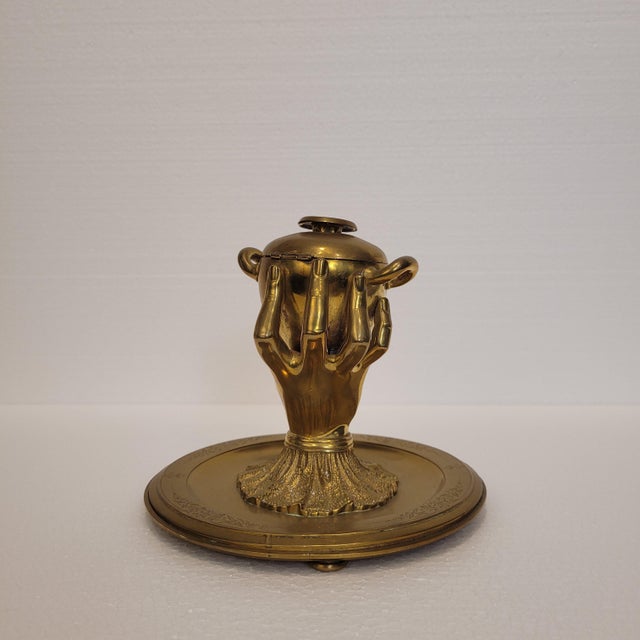 20th Century Inkwell Hand of Glory in Gilt Bronze, France, 1890s For Sale - Image 11 of 14