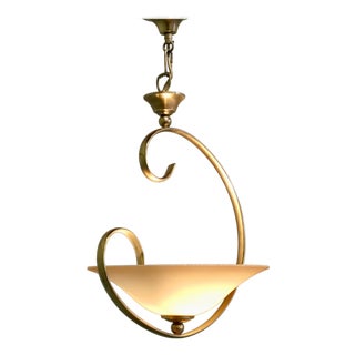 Modernist Asymmetrical Brass and Glass Ceiling Light, 1970 For Sale